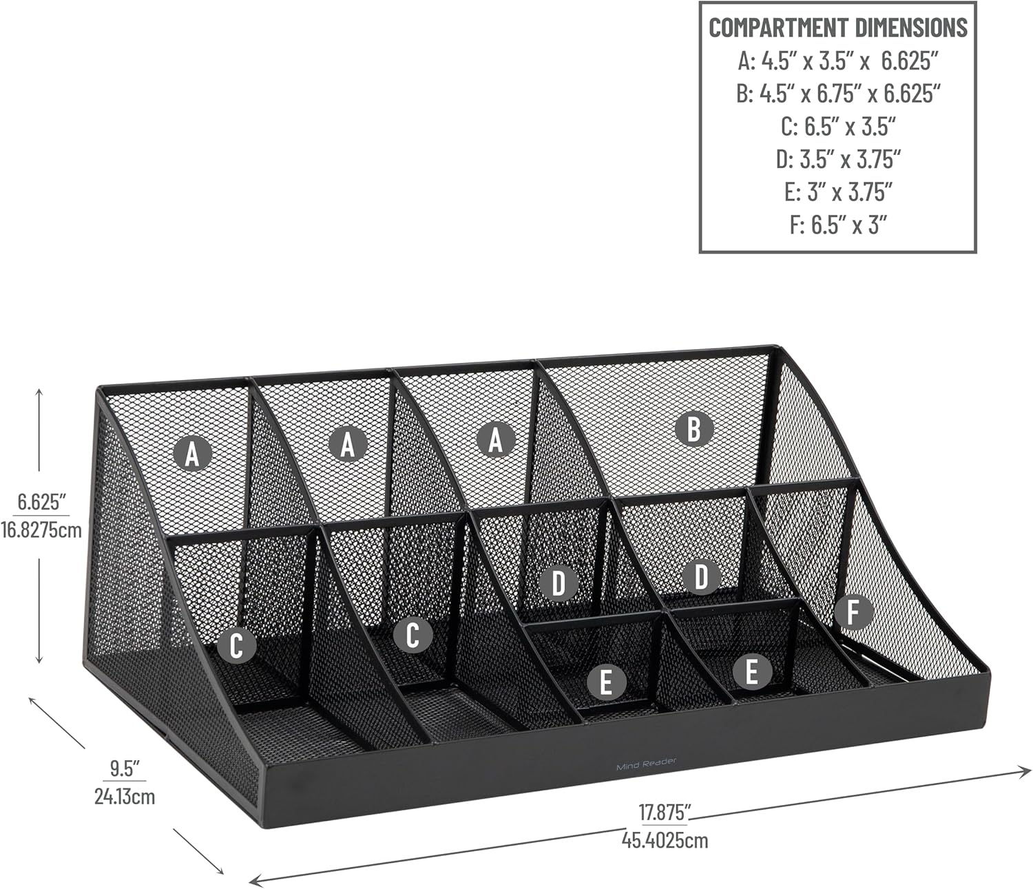 Mind Reader Cup and Condiment Station Countertop Organizer, 11-Compartment
