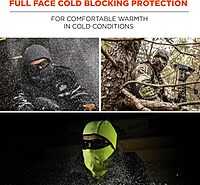 Ergodyne N-Ferno 6823 Balaclava Ski Mask, Wind-Resistant Face Mask, Hinged Design, Each, Black, One Size