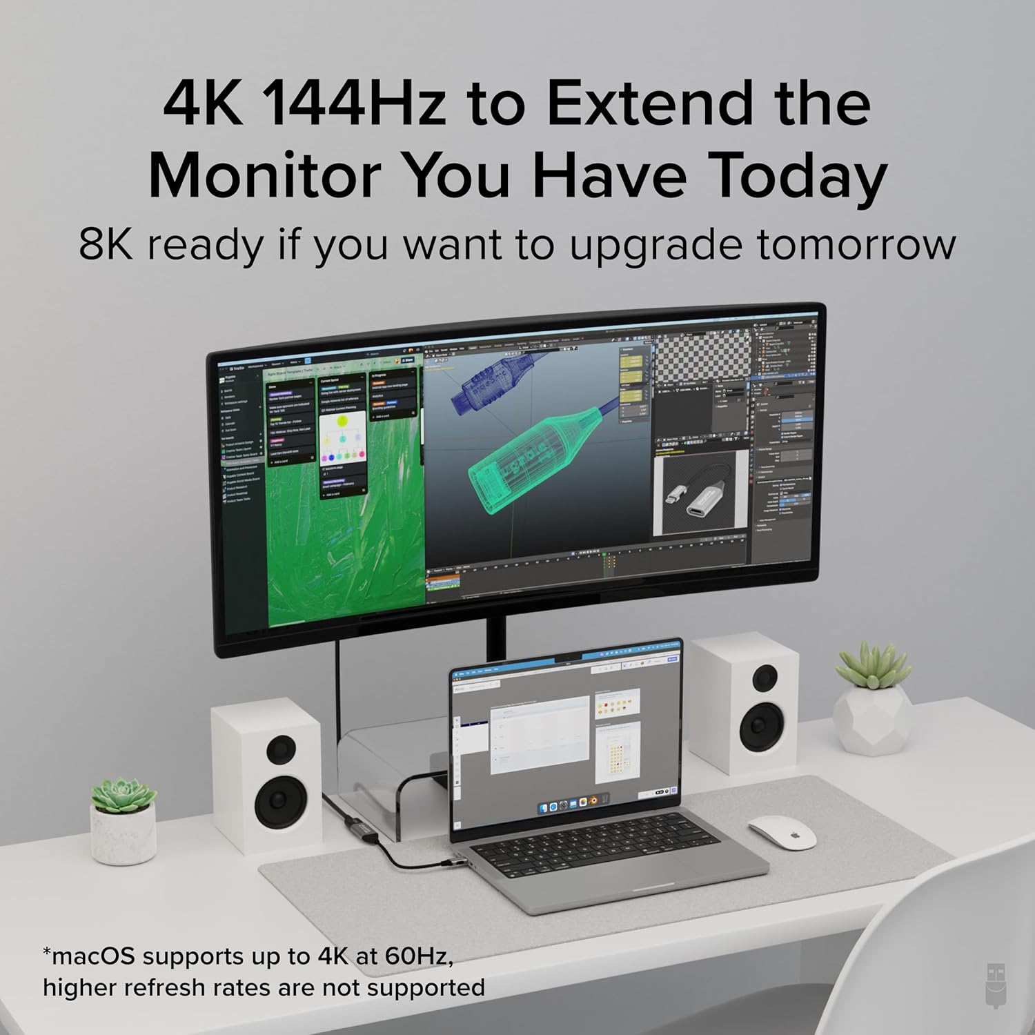 Plugable USB C to HDMI Adapter, HDMI 2.1, 8K 60Hz or 4K 144Hz, USB4 / Thunderbolt Compatible with XPS, iPhone 15, iPad Pro