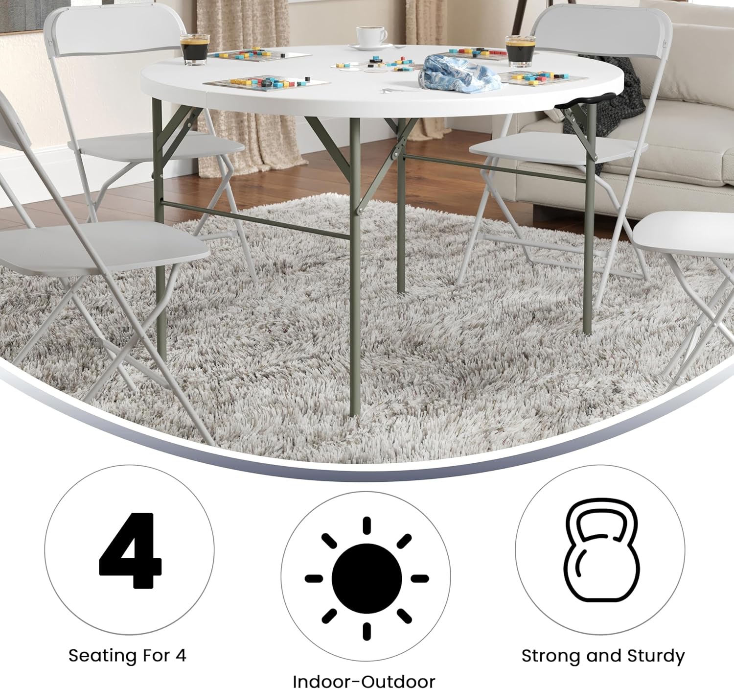 Flash Furniture Round Bi-Fold Plastic Banquet And Event Folding Table