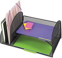Safco 3264BL Onyx Mesh Desktop Organizer with 2 Vertical, 2 Horizontal Sections, Black