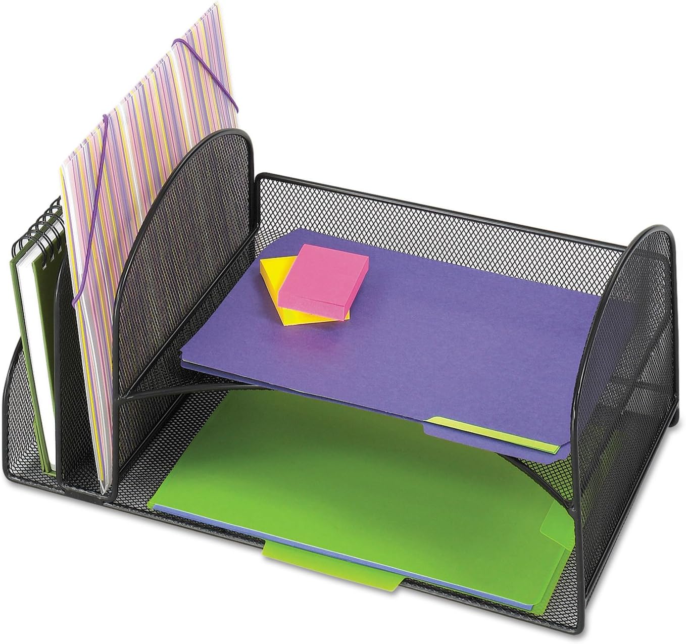 Safco 3264BL Onyx Mesh Desktop Organizer with 2 Vertical, 2 Horizontal Sections, Black