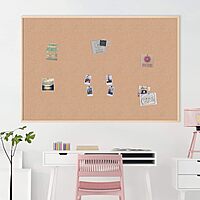 U BRANDS Cork Bulletin Board, Birch Wood Frame