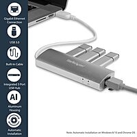 StarTech.com 3-Port USB Hub with Ethernet, 3x USB-A Ports, Gigabit Ethernet, USB 3.2 5Gbps, Bus-Powered, Portable Laptop Hub