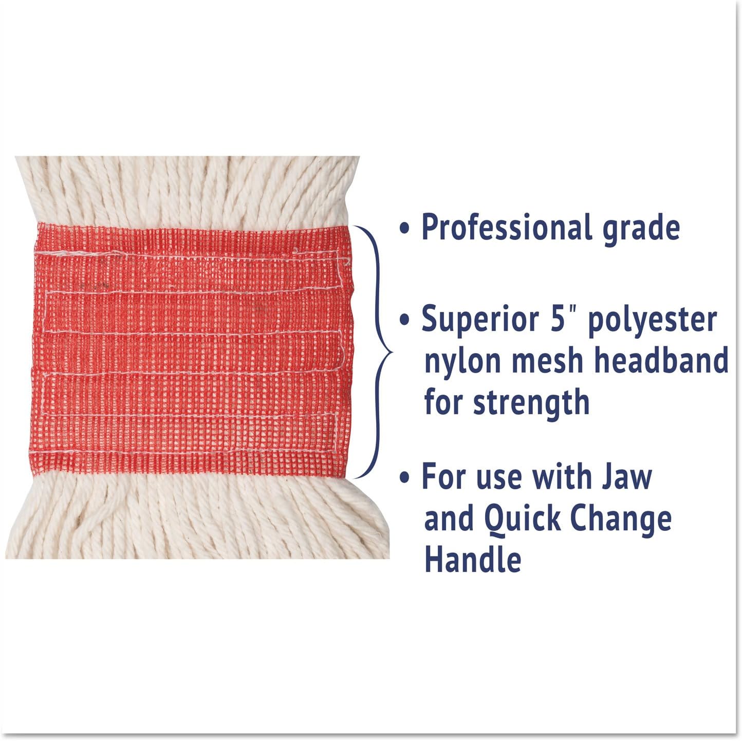 Boardwalk 503WHCT Super Loop Wet Mop Head, Cotton/Synthetic, Large Size, White, 12/Carton