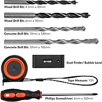 Mount-It! Universal TV Mount Installation Kit, 7-Piece Set Includes 2 Wood Drill Bits, 2 Concrete Drill Bits, 1 Stud Finder with Bubble Level, 1 Tape Measure, 1 Philipps Screwdriver