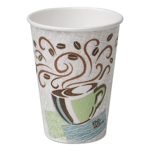 Dixie PerfecTouch Insulated Paper Hot Cups, 16 oz, Coffee Haze Design - 50 Count