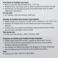 Ideal Industries Large Puller, 7-1/4 Inch Long for 0 to 100A/250V & 0 to 60A/600V, 9/16in to 1in Diameter Fuses