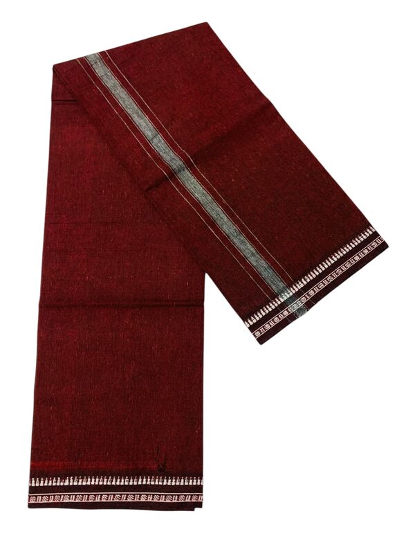Kuthampully Men's Pure Cotton Color Dhothi | Kerala Cotton Mundu | Plain Color Dhoti For Men | Traditional South Indian Dhoti | EKM-900 | Pack -1 (Maroon)