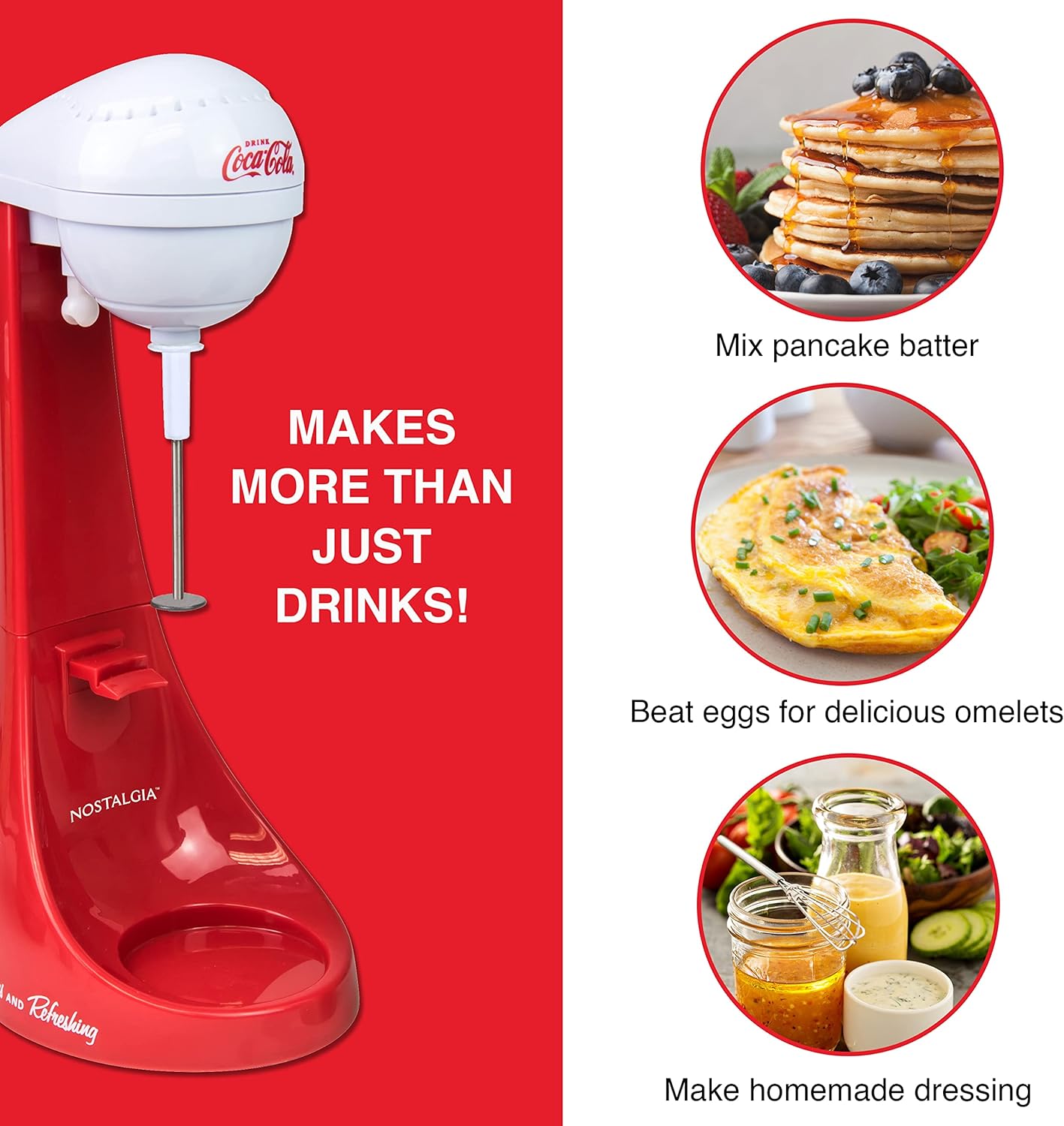 Nostalgia Two-Speed Electric Coca-Cola Limited Edition Milkshake Maker and Drink Mixer