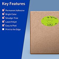 Avery Printable Oval Labels, Sure Feed Technology, 4-1/4" x 2-1/2", Bright Green Labels, Laser/Inkjet Printable, 60 Total, Great for Packaging and Candles 60 labels