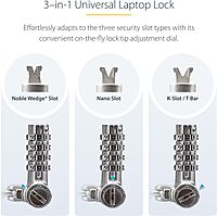 StarTech.com Universal 3-in-1 Laptop Lock 6.6ft (2m) Security Cable