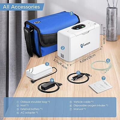 Máquina de Gerador O2 portátil de 3.3lb e 3 litros, Máquina de Gerador O2 portátil de 3.3lb e 3 litros,