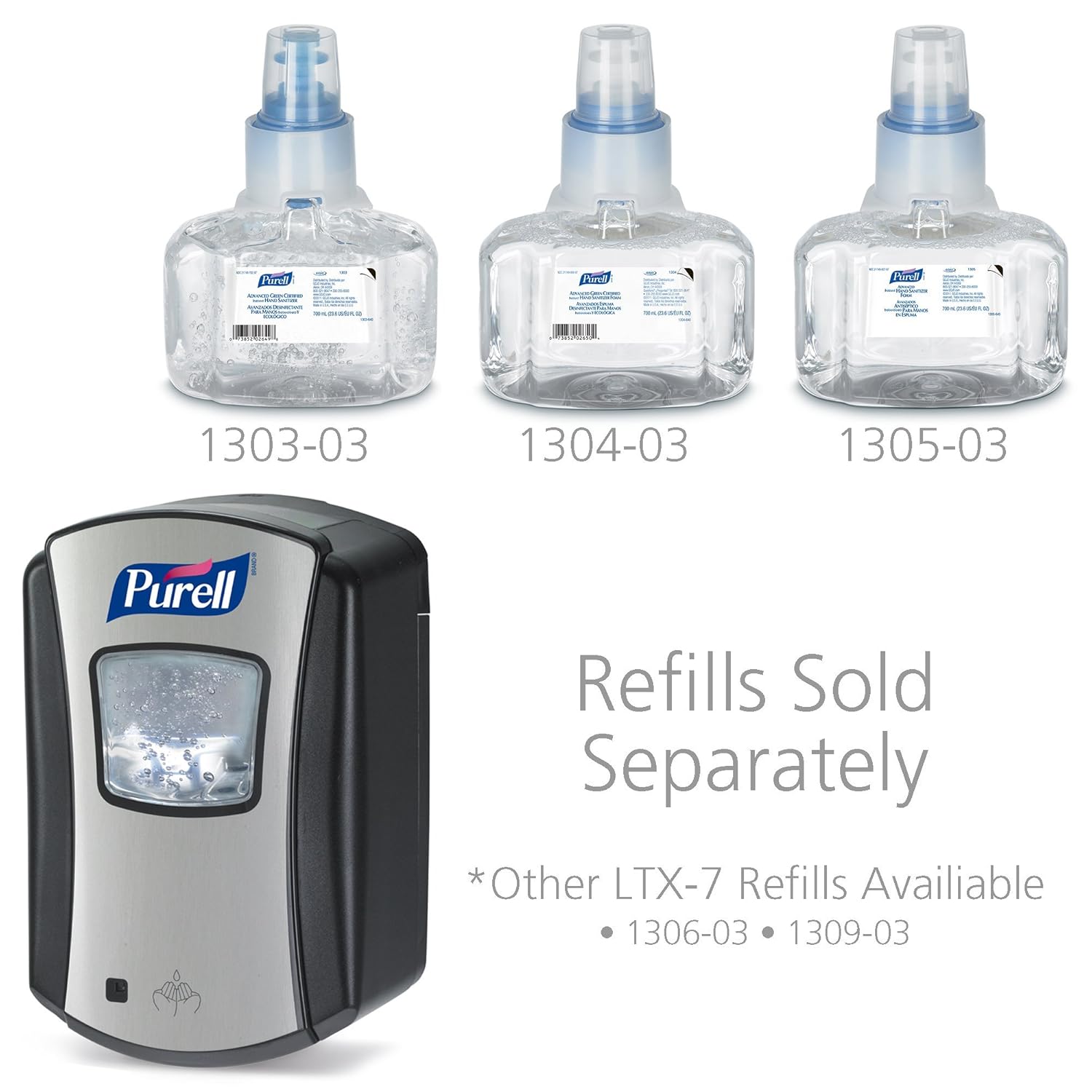 PURELL LTX-7 Touch-Free Hand Sanitizer Dispenser, Chrome/Black, for 700 mL Refills