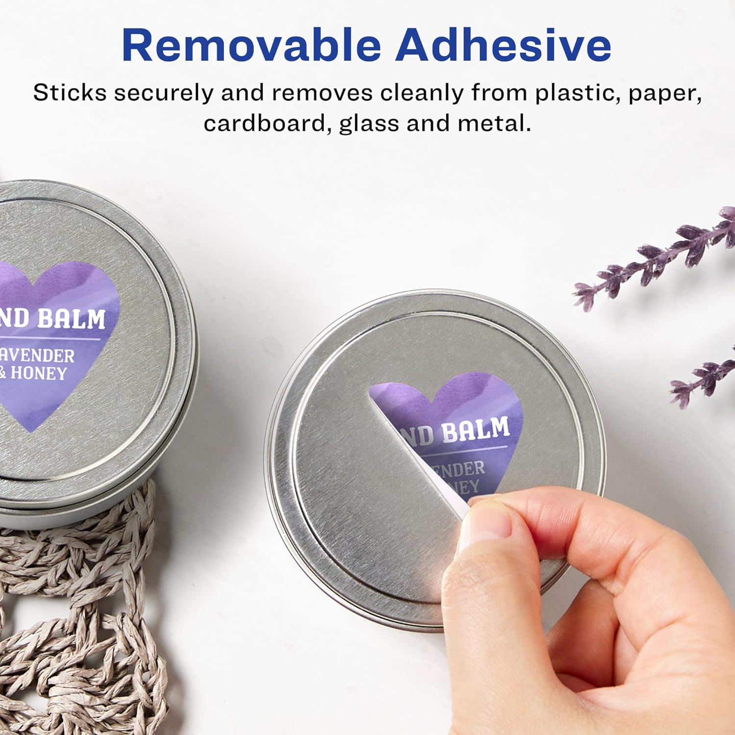 AVERY Matte White Removable Heart Labels, Sure Feed, 0.75" x 0.75", Laser/Inkjet Printable