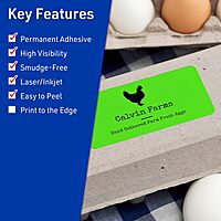 Avery Printable Rectangle Labels, Sure Feed Technology, 2" x 4", Neon Green, Laser/Inkjet Printable