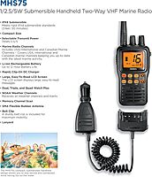 Uniden MHS75 Waterproof Handheld 2-Way VHF Marine Radio, Submersible
