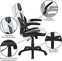 FLASH FURNITURE Gaming Desk and Racing Chair Set with Cup Holder and Headphone Hook