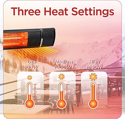 BLACK+DECKER 1500W Outdoor Electric Patio Heater with Remote Control