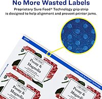 Avery Glossy White Rectangle Scalloped Labels, Sure Feed Technology, 2" x 3", Print-to-the-Edge, Permanent Adhesive, Laser/Inkjet Printable