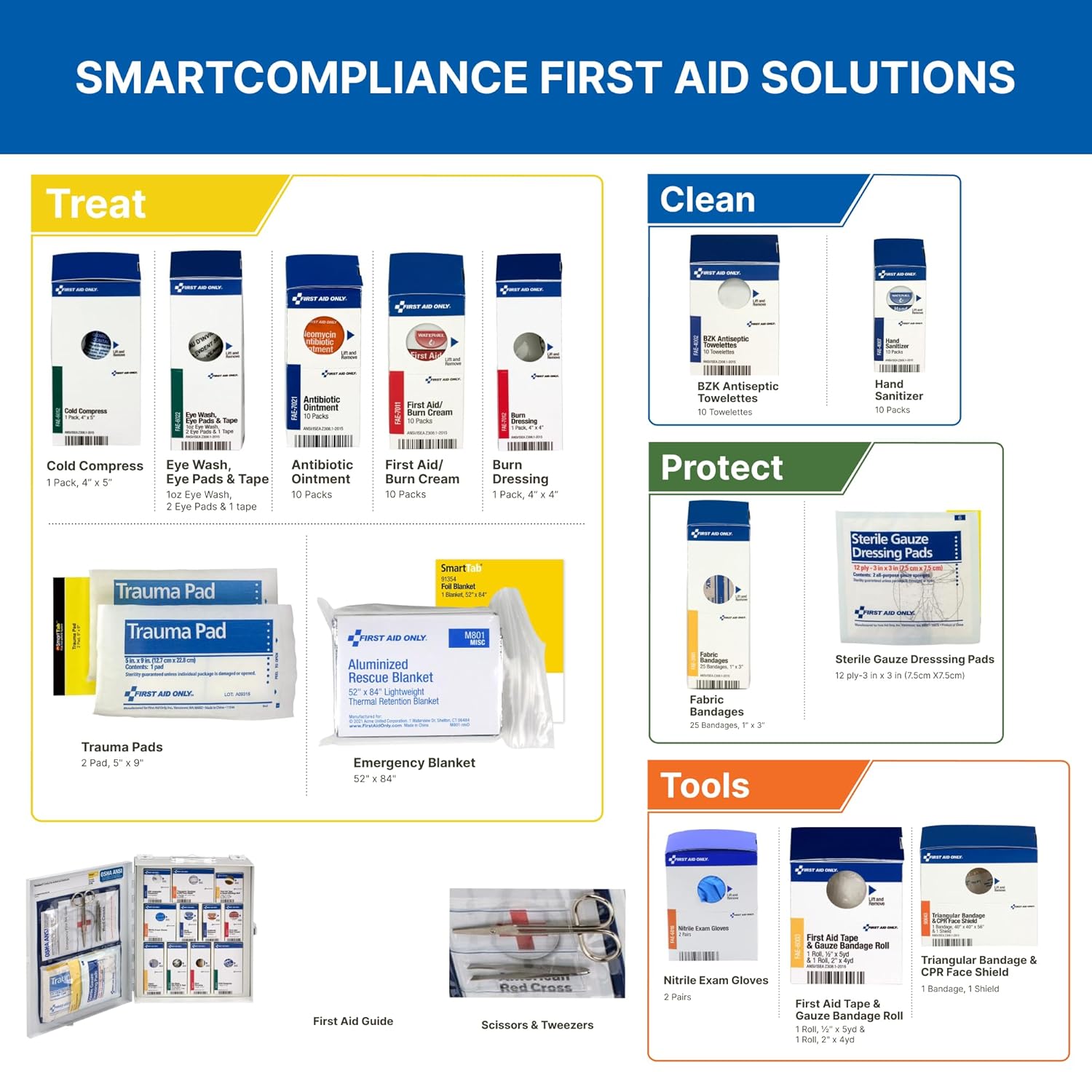 First Aid Only 25 Person Medium SmartCompliance 94 Piece Refill Cabinet Without Medications (90578)