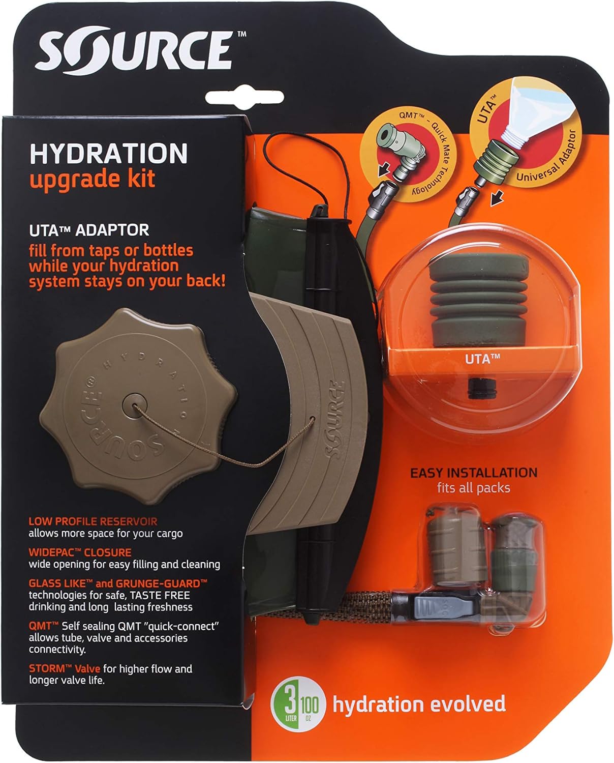 Source Tactical WXP 3L Low Profile Hydration System Upgrade Kit w/ Universal Tube Adaptor, Coyote