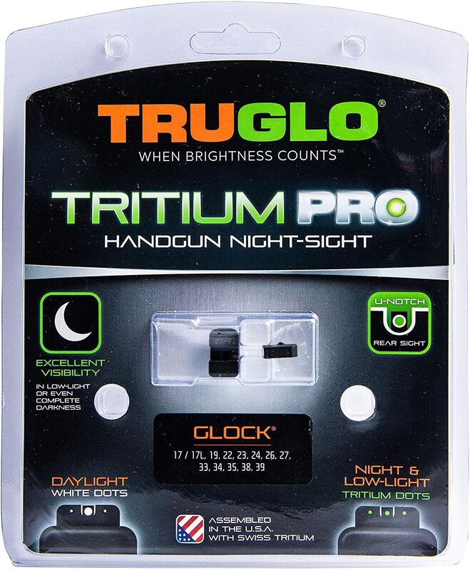 TRUGLO Tritium Pro Night Sights for Glock Handgun Models - Front & Rear Set (White Ring)
