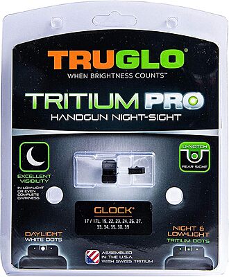 TRUGLO Tritium Pro Night Sights for Glock Handgun Models - Front & Rear Set (White Ring)