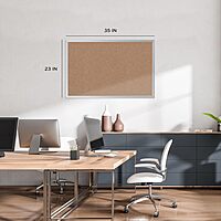 U BRANDS Cork Bulletin Board, Silver Aluminum Frame