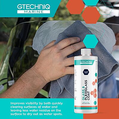 Gtechniq Marine Glass & Plexiglass Coat – Suitable for Glass, Plexiglass and Perspex - Repels Water for Clear Vision – 250ml