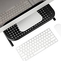 Mind Reader Metal Monitor Stand Ventilated Laptop Riser Desktop Organizer, 4-1/4inH x 11-1/4inW x 14-1/2inD, Black, Set of 2