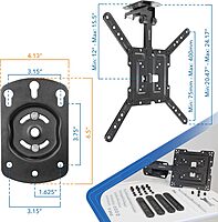 Mount-It! Flip Down TV Mount | Folding Ceiling TV Mount for 23 to 55 Inch | Heavy-Duty Bracket for Roof and Slanted Walls | Universal VESA fits up to 400x400mm, Height Adjustable 44 Lbs Capacity Black