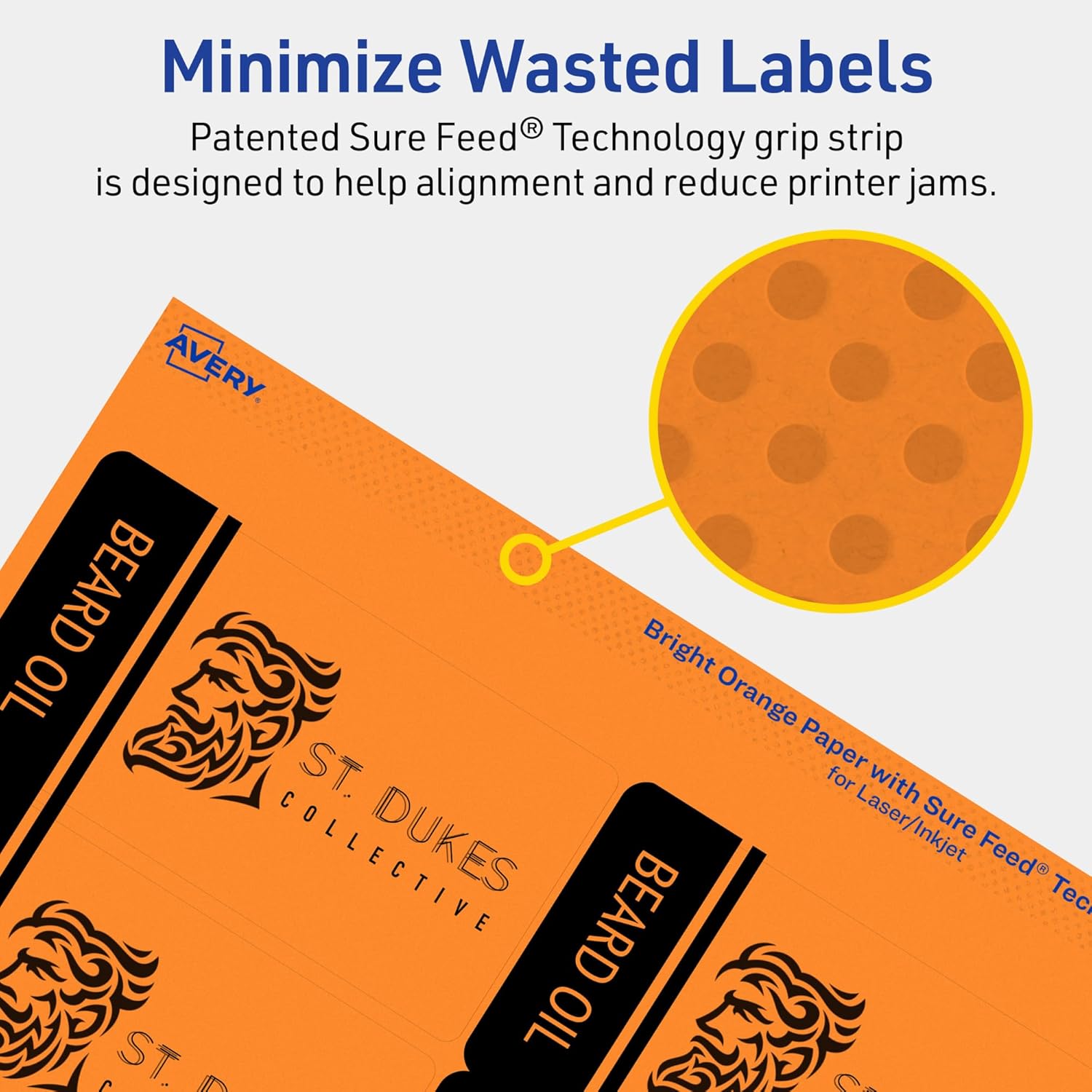Avery Printable Rectangle Labels, Sure Feed Technology, 2" x 3.75", Bright Orange, Print-to-The-Edge, Laser/Inkjet Printable