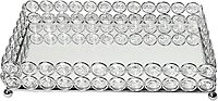 Elegant Designs HG1010-CHR Elipse Crystal Decorative Mirrored Jewelry or Makeup Cosmetic Perfume Vanity Organizer Tray, Chrome (Pack of 3) 10.5" x 6.3" x 2.3" (Pack of 3)