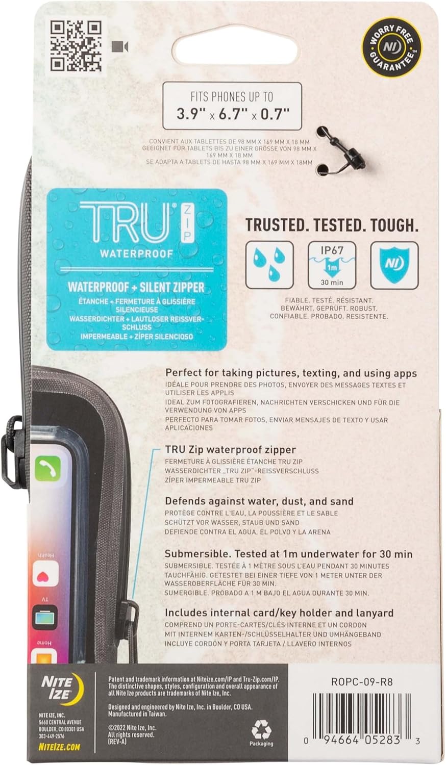 Nite Ize Runoff Waterproof Phone Case with TRU Zip Technology - IP67 Waterproof Phone Case & Lanyard