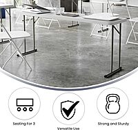 Flash Furniture Kathryn 6' Rectangular Plastic Folding Table, Long Plastic Foldable Table for Indoor/Outdoor Events, White Granite White 18"W x 72"L