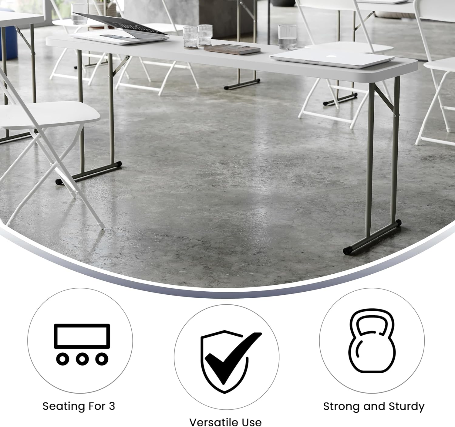 Flash Furniture Kathryn 6' Rectangular Plastic Folding Table, Long Plastic Foldable Table for Indoor/Outdoor Events