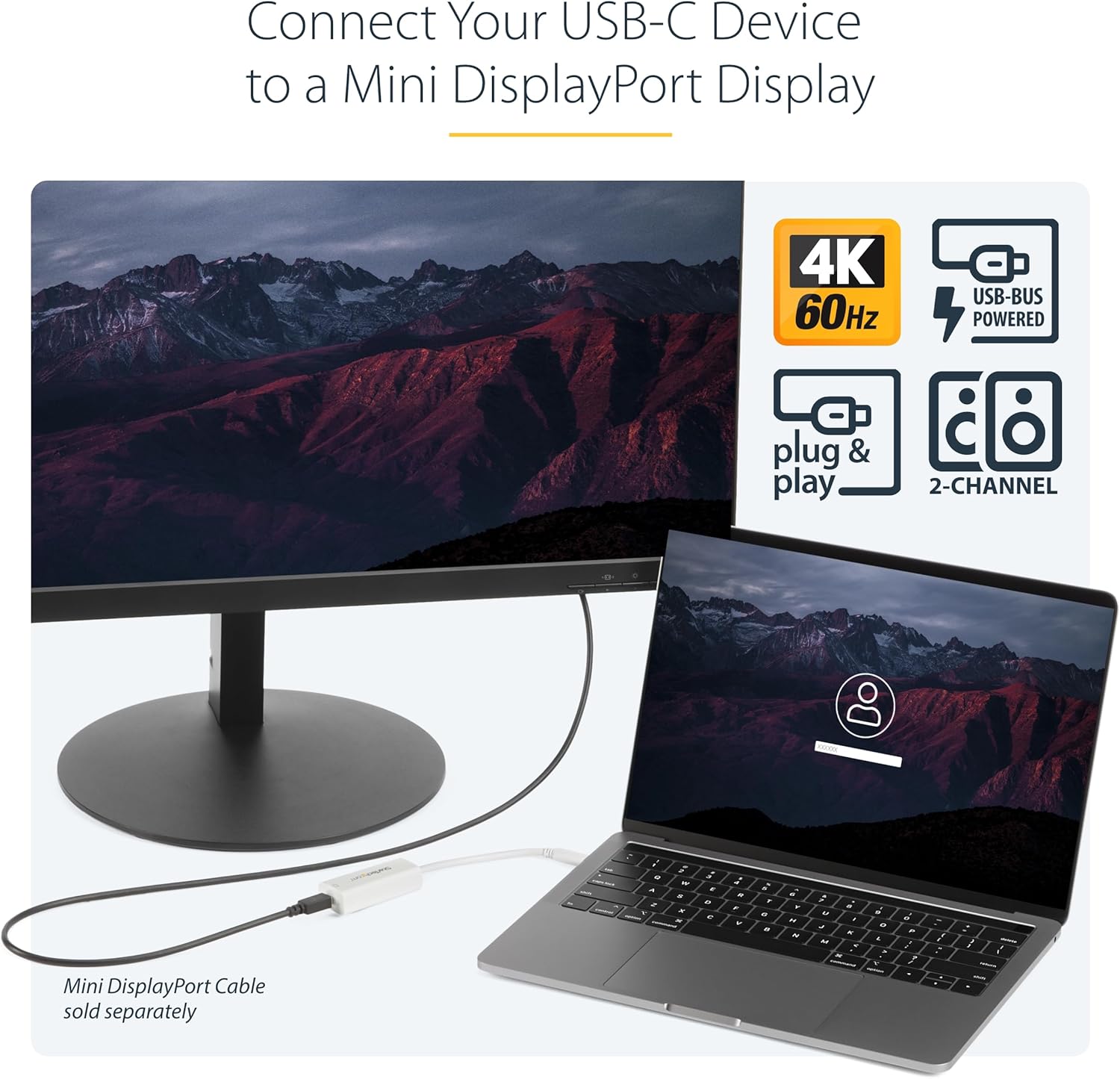 StarTech.com USB-C to Mini DisplayPort Adapter - 4K 60Hz (CDP2MDP)