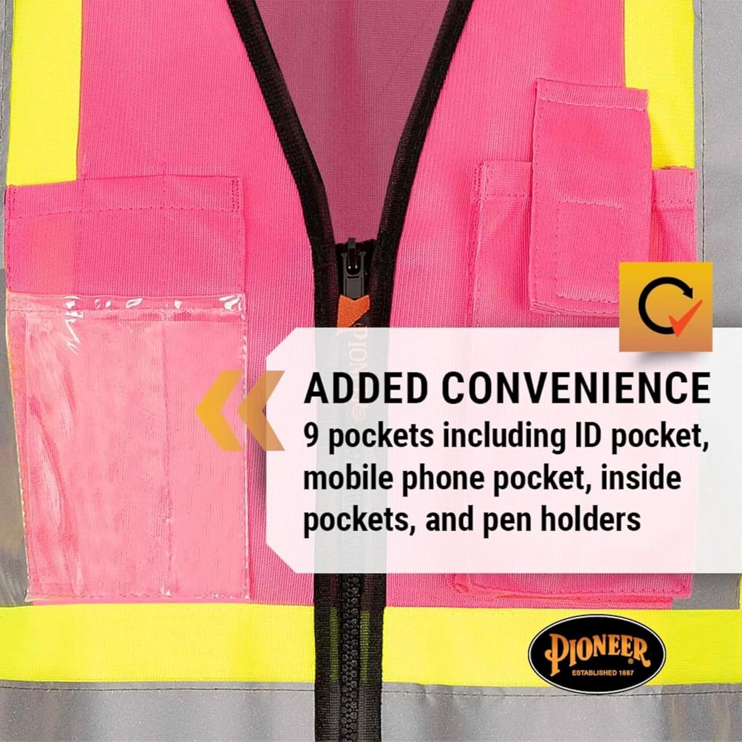 Pioneer Safety Vest for Women With Pockets - Hi-Vis Reflective Tape
