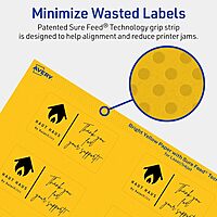 Avery Printable Rectangle Labels, Sure Feed Technology, 1-1/2" x 2-3/4", Bright Yellow, Print-to-The-Edge, Laser/Inkjet