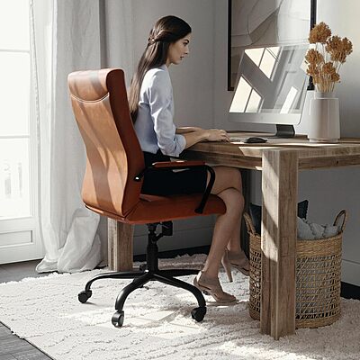 Flash Furniture Whitney Swivel LeatherSoft Desk Chair with Padded Seat and Armrests