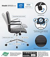 Boss Office Products Sleek Ribbed Vinyl Task Chair, Black