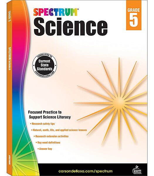 Spectrum 5th Grade Science Workbooks, Ages 10 to 11, 5th Grade Science, Research Safety Tips and Physical, Earth, Space, and Life Science with Research Activities - 144 Pages (Volume 65)