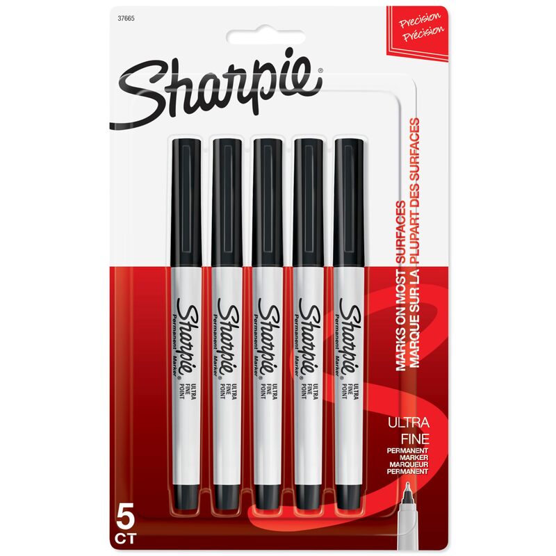 Sharpie 37665PP Permanent Markers, Ultra Fine, 5 Pack