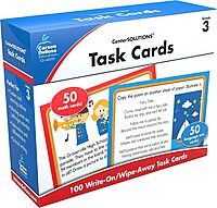 Carson Dellosa 3rd Grade Task Flash Cards, Dry Erase Mathematics and ELA Common Core Activity Flashcards, Language Arts and Math Manipulatives for Kids Ages 8-9