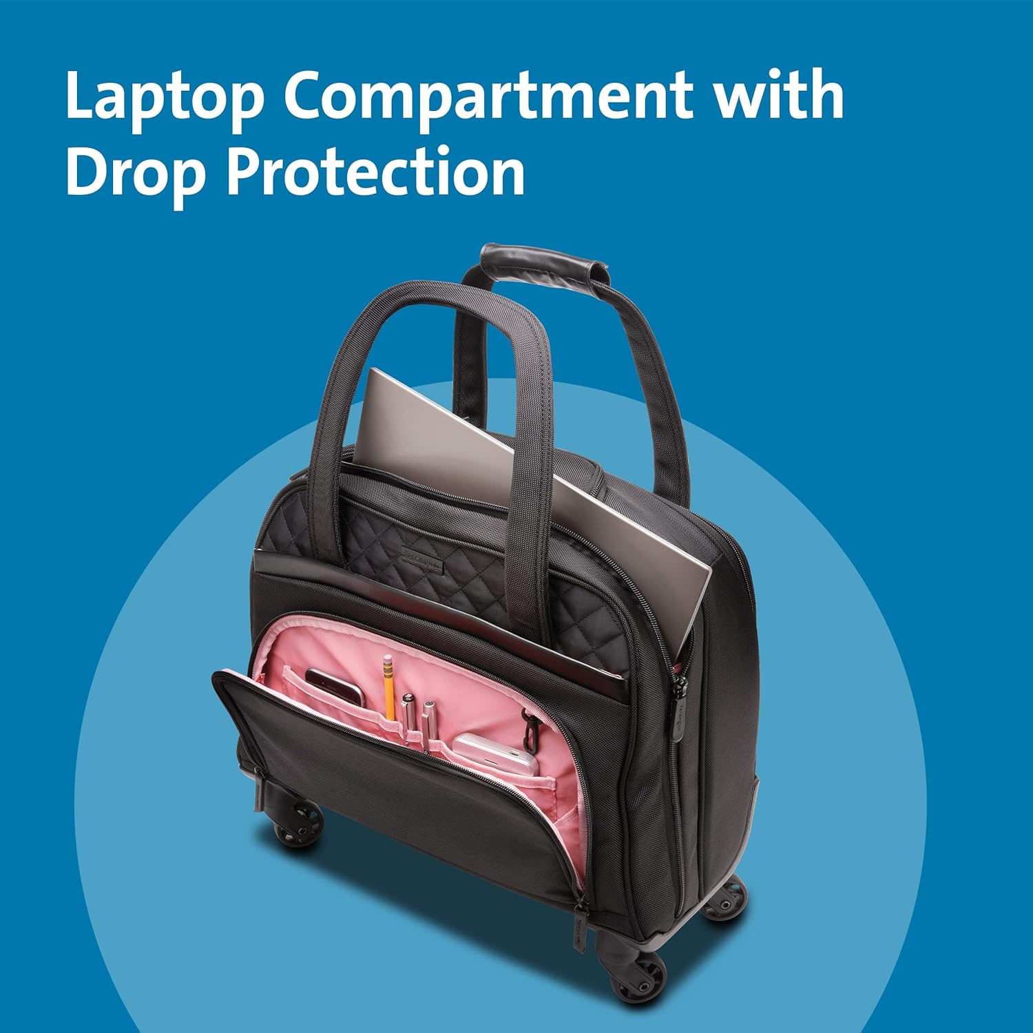 Kensington Contour 2.0 Laptop Rolling Bag, Briefcase, Laptop Spinner, 15.6”, Water Resistant