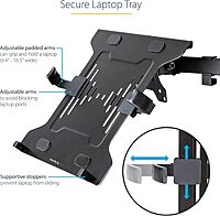 StarTech.com VESA Laptop Tray - Adjustable Monitor Arm Laptop Tray Secures Notebooks (4.5kg / 9.9lb) - 75x75 & 100x100 VESA Mount Holes - Ventilated - for Monitor Desk Mounts/Stands (Laptop-ARM-Tray)