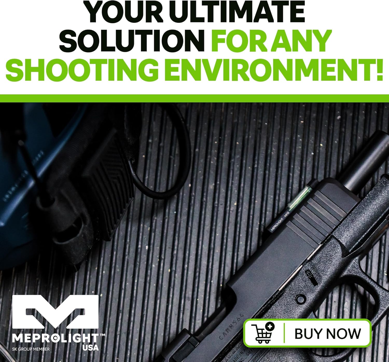 Meprolight Mepro FT Green Bullseye Front Sight - Fiber-Optic Day/Night Tritium Pistol Sight