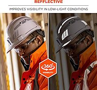 Ergodyne Skullerz 8961 Reflective Hard Hat Stickers, Safety Helmet Strips, Hard Hat Accessories Adhesive Sticker Decal Kit Yellow Pack of 2