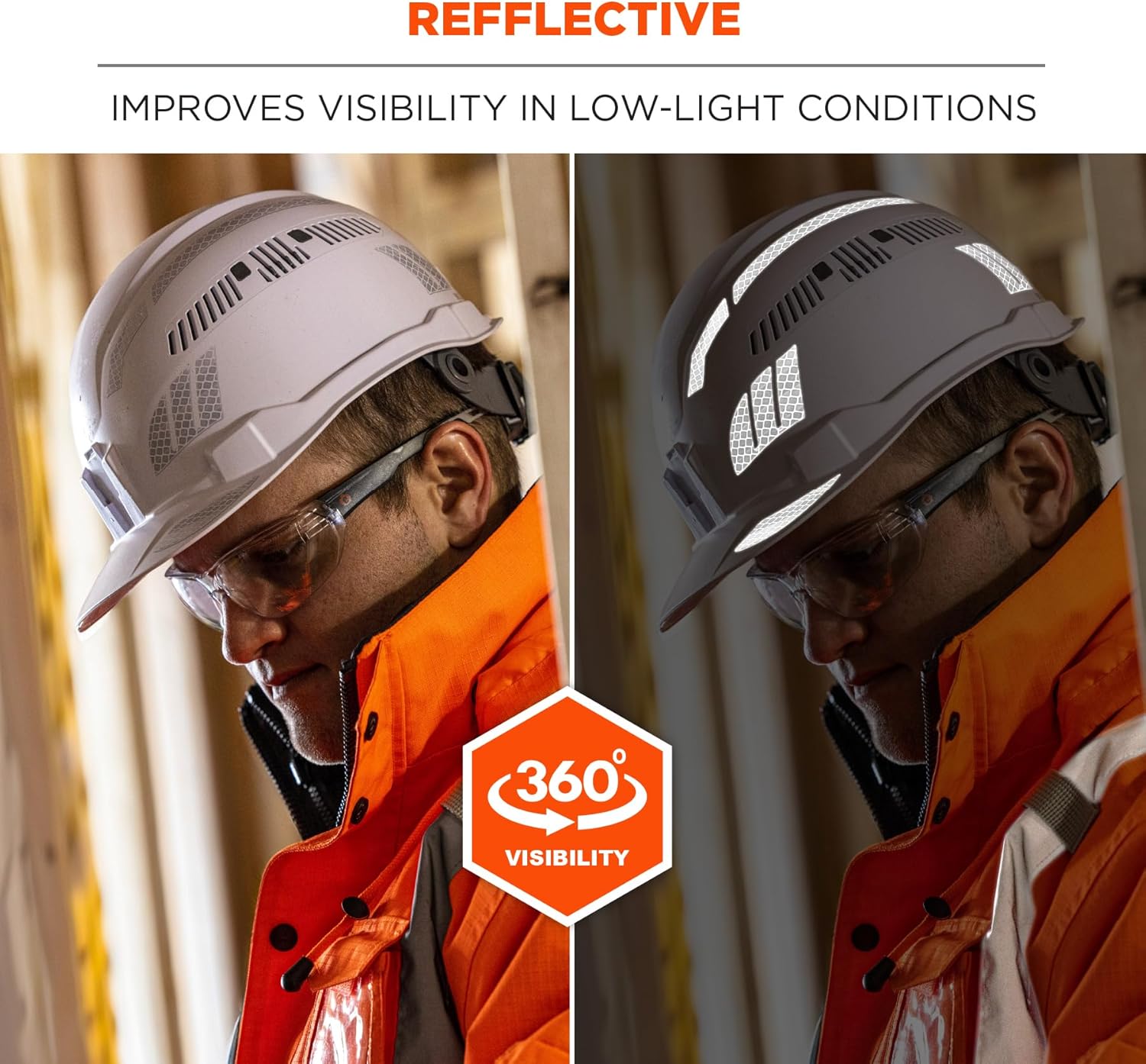 Ergodyne Skullerz 8961 Reflective Hard Hat Stickers, Safety Helmet Strips - Pack of 2